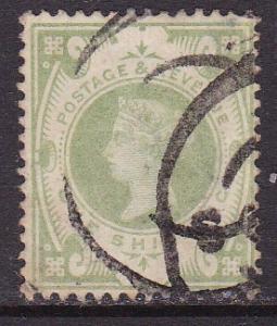 Great Britain 1887 1 Shilling green QV Jubilee Hi-Val.   FINE/(0)