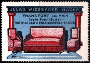 Vintage Germany Poster Stamp Julius Wiesbader Mattresses Upholstered Furniture