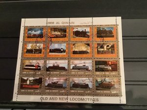 Umm Al Qiwain old and new Locomotives  stamps   R23433