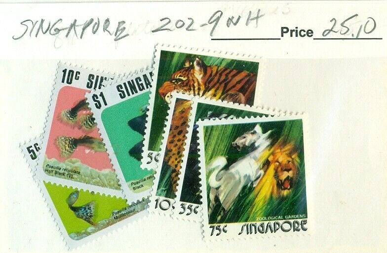 SINGAPORE #202-9, Mint Never Hinged, Scott $25.10