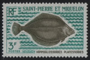 St Pierre et Miquelon 1972 MNH Sc 420 3fr Hippoglossoides platessoides