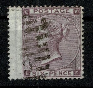 G.B. QV 1862-64 6d DEEP LILAC PLATE 3 (E-E) USED (VFU) Wmk. 20 P.14 SG83 SUPERB