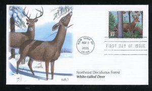 US 3899d Northeast Deciduous Forest White-tailed deer UA Fleetwood cachet FDC