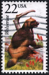 SC#2327 22¢ North American Wildlife: Wolverine (1987) Used