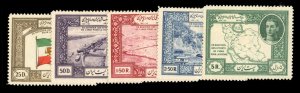 Iran 910-914, $105+ (for hinged) 1949 WWII Celebration, n.h., 5r faint toning