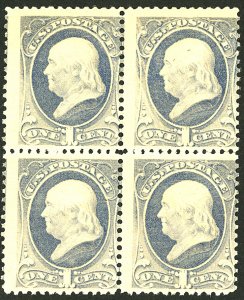 U.S. #145 MINT BLOCK OF 4 OG LH