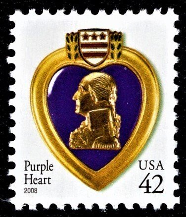 US 4263 MNH VF 42 Cent Purple Heart Tagged, Perforated 11-1/4