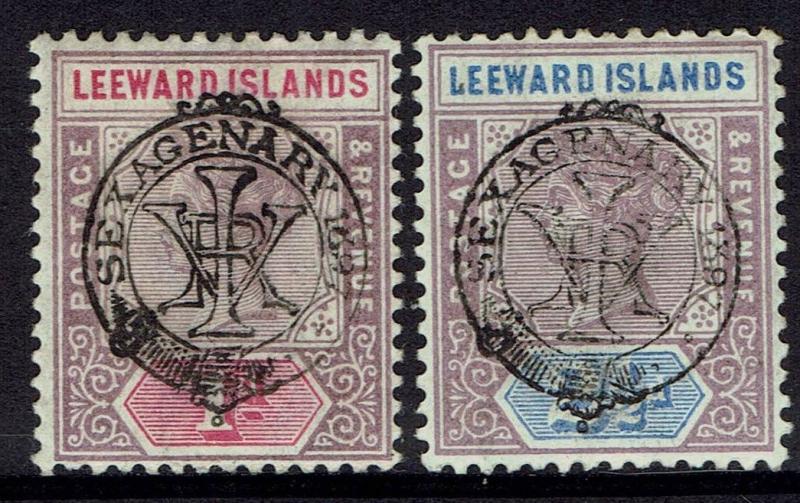 LEEWARD ISLANDS 1897 QV DIAMOND JUBILEE 1D AND 21/2D