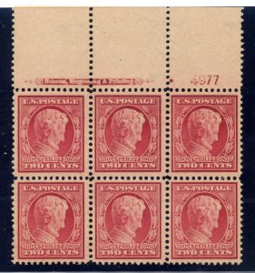 US SCOTT #369 PLATE BLOCK OF 6 MINT-XF-OG-NH W/ PF CERT GEM