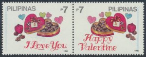 Philippines SC# 2398  Greetings pair  Love  MNH   see details & scans