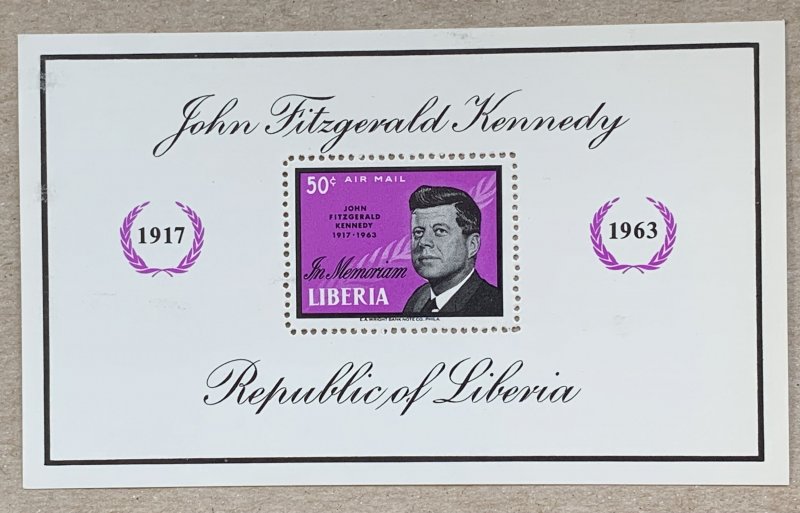 Liberia 1964 JFK Kennedy MS, MNH. Small scuff. Scott C161, CV $1.75