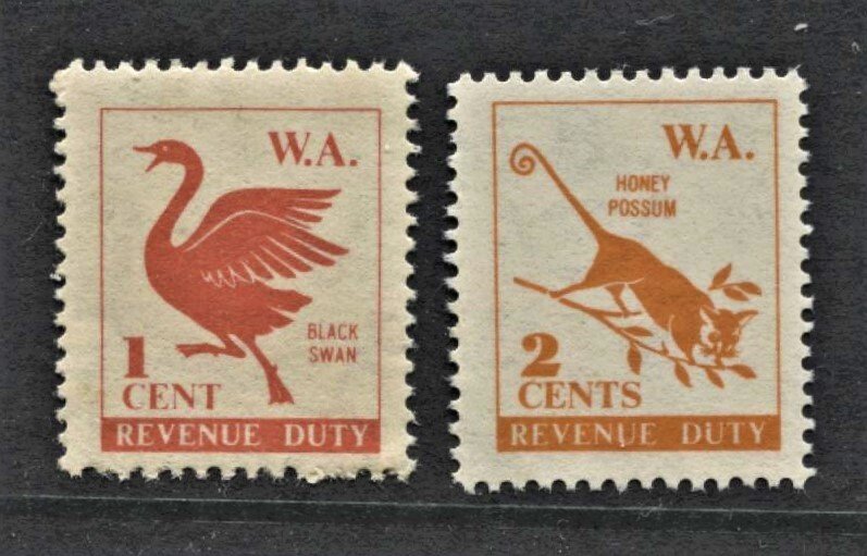 STAMP STATION PERTH Western Australia Revenue Duty 1c & 2c MNH