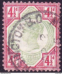 GREAT BRITAIN 1892 QV 4.5d Green & Carmine SG206 Used