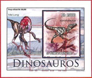 A4458 - SAO TOME & PRINCIPE- ERROR MISPERF Souvenir s: 2010 Dinosaurs Prehistory