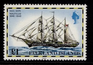 FALKLAND ISLANDS QEII SG344B, 1982 £1 nautilius, NH MINT.