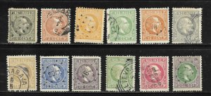 Netherlands Indies Scott 3,5,7-16 UH/HR - 1870 King William III - SCV $94.00