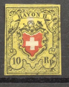 1850 Rayon II light yellow color, cross not framed, full margins, beauty