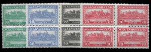 Hungary #418-421, 1926-27 Budapest Palace, set of four in blocks of four, nev...