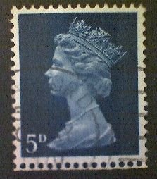 Great Britain, Scott #MH8, used(o), 1969 Machin: Queen Elizabeth II, 5d, blue