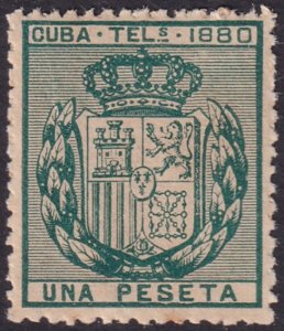 Cuba 1880 telégrafo Ed 49 telegraph MLH* large light crease