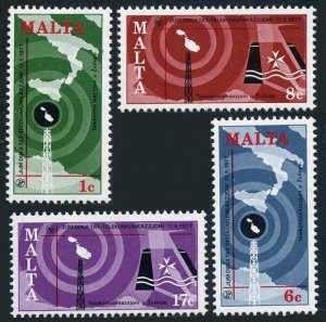 Malta 535-538, MNH. Mi 550-553. World Telecommunication Day, 1977. Map, Tower,