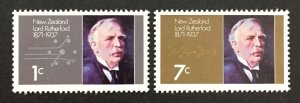 New Zealand 1971 #487-8, Lord Rutherford, MNH.