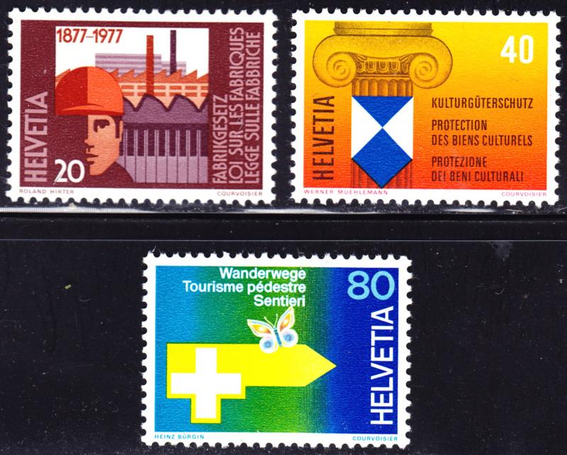 Switzerland Scott 629-631  complete set  F to VF mint OG NH.