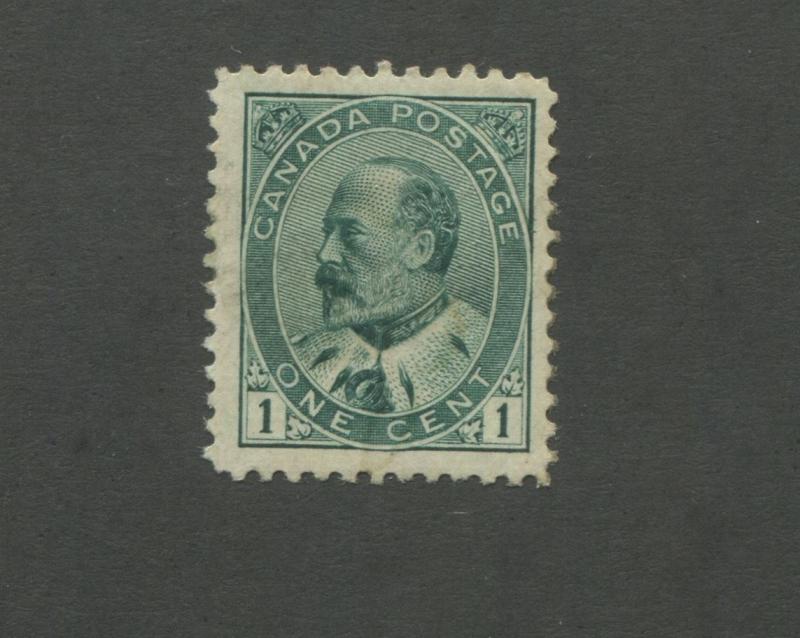 King Edward VII 1903 Canada 1c Postage Green Stamp #89 Scott Value $45