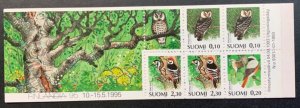 Finland MNH #859a 1993 Complete Booklet of 5 plus label SCV $8.00 Birds 