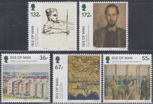 ISLE of MAN Sc #1395-9 MNH 5 DIFF ART STAMP by SO-CALLED JEWISH ENEMY ALIENS