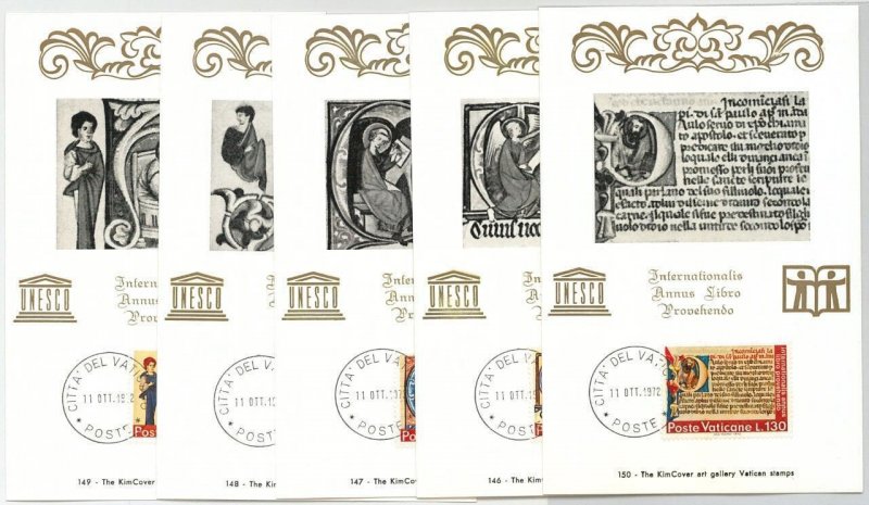 63843 - VATICAN - POSTAL HISTORY: Set of 5 MAXIMUM CARD 1972 - UNESCO ART-