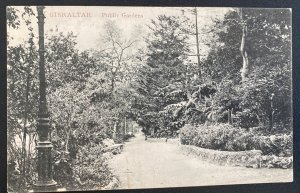 1909 Gibraltar RPPC Postcard Cover To England Public Gardens view