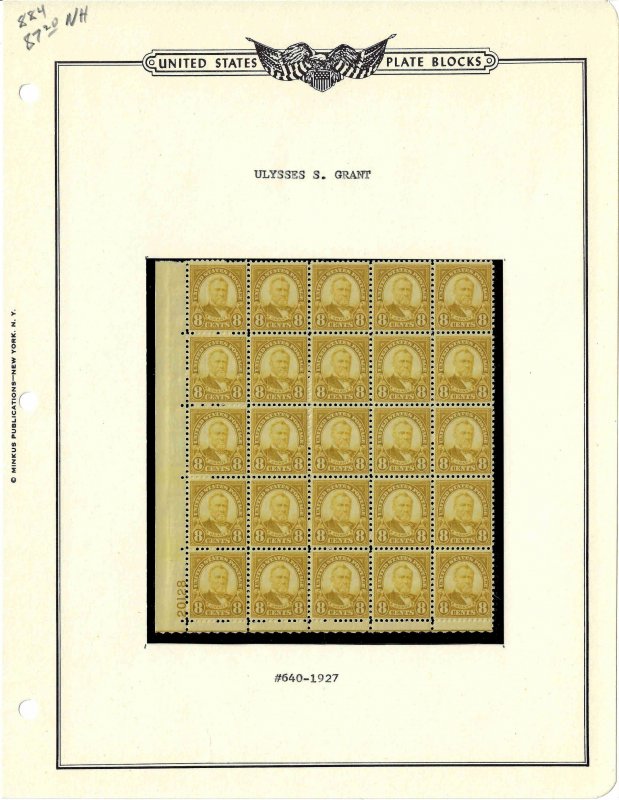640 Mint,OG,NH... Plate Block of 25... SCV $87.20