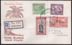 COOK IS 1946 Victory set on registered FDC ex Rarotonga....................B3572