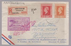 1946 Netherlands Rocket Mail Cover with Cinderella stamp and drawing