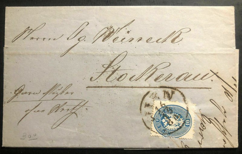1863 Vienna Austrian Empire Vintage Letter Cover To Stockerau