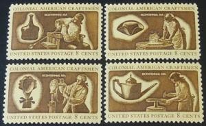 1972 8c Colonial Craftsmen Scott 1456-1459 set of 4 Mint NH