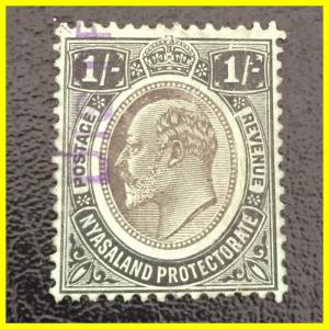 King Edward VII - NYASALAND 1908 1/- Black & Green Very Fine Used