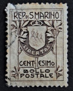 San Marino #78 Used Type 2 Coat of Arms 19mm wide