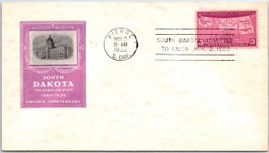 US FIRST DAY COVER SOUTH DAKOTA GOLDEN ANNIVERSARY ADMISSION TO UNION 1939