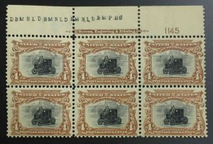 MOMEN: US STAMPS #296 PLATE BLOCK OF 6 MINT OG NH LOT #72611*