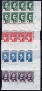 FINLAND 1948 RED CROSS B87-B90 FACIT 349-352 DATEBLOCKS OF 8 PERFECT MNH