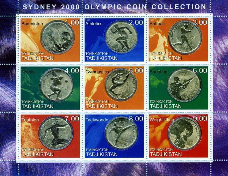 Tajikistan 2000 Sydney OLYMPIC COIN Sheet Perforated Mint (NH)