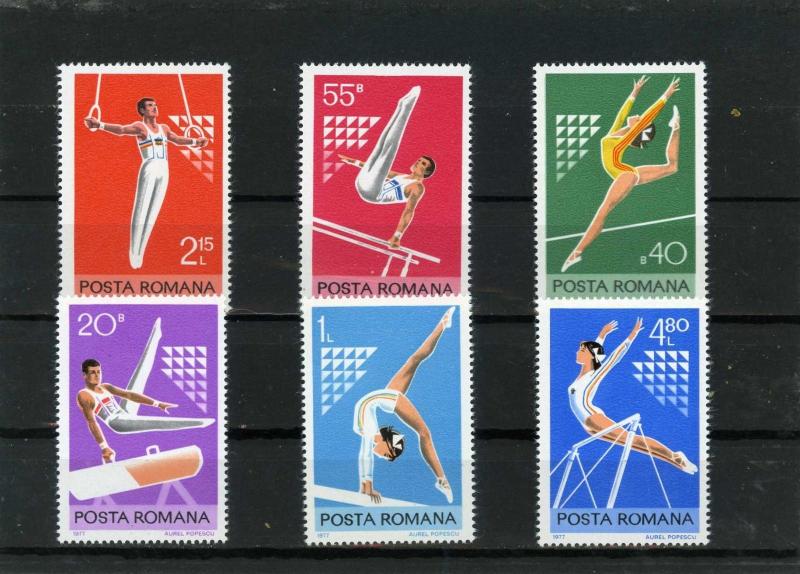 ROMANIA 1977 Sc#2731-2736 SPORTS/GYMNASTS SET OF 6 STAMPS MNH 