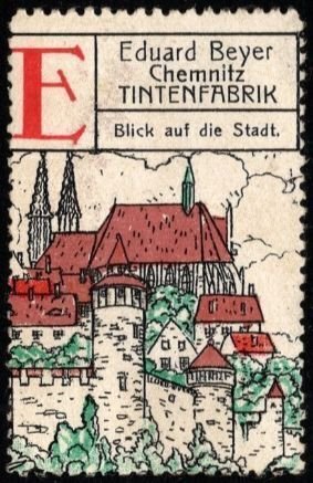 Vintage Germany Advertising Poster Stamp Eduard Beyer Ink Factory, Chemnitz