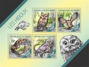 Niger - 2014 Owls on Stamps - 4 Stamp Sheet - 14A-420