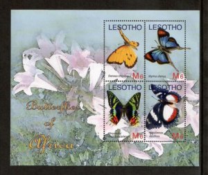 Lesotho 2007 - Butterflies Nature - Sheet of 4 Stamps - Scott #1411 - MNH