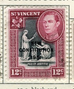 ST.VINCENT; 1951 early GVI Constitution issue fine used 12c. value