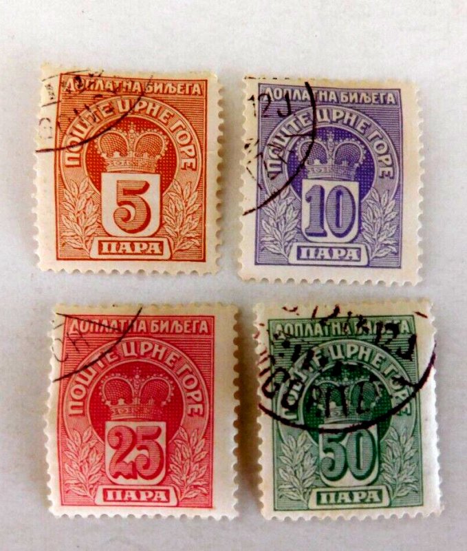 Montenegro #J19-22 Postage Dues, 1907, Used/Fine/HR