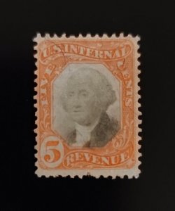 1871 5c U.S.A. Internal Revenue, Orange & Black, George Washington, R137